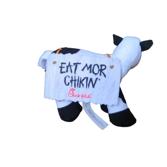 Chick-Fil-A Promo 5" Mini Cow Plush Toy w/ Eat Mor Chikin Sign More Chicken 2017 - Picture 3 of 6